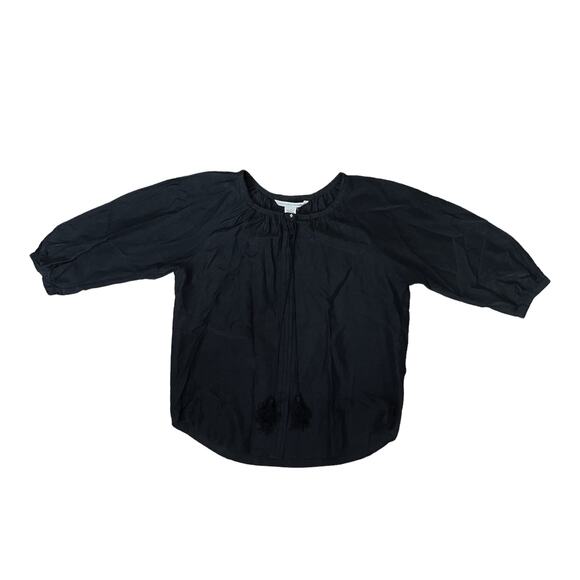 Diane Von Furstenberg Paeden Silk Cotton Blouse in Black Size 2 - Picture 8 of 9